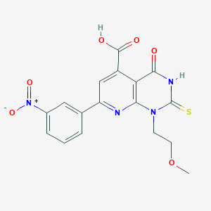 1-(2-Methoxyethyl)-7-(3-nitrophenyl)-4-oxo-2-sulfanyl-1,4-dihydropyrido[2,3-d]pyrimidine-5-carboxylic acid