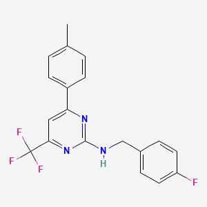 molecular formula C19H15F4N3 B10915062 N-(4-fluorobenzyl)-4-(4-methylphenyl)-6-(trifluoromethyl)pyrimidin-2-amine 