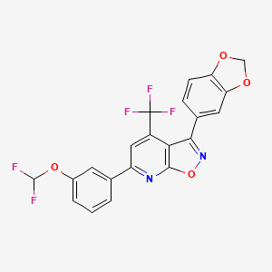 molecular formula C21H11F5N2O4 B10915075 3-(1,3-Benzodioxol-5-yl)-6-[3-(difluoromethoxy)phenyl]-4-(trifluoromethyl)[1,2]oxazolo[5,4-b]pyridine 