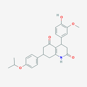 molecular formula C25H27NO5 B10915081 4-(4-hydroxy-3-methoxyphenyl)-7-[4-(propan-2-yloxy)phenyl]-4,6,7,8-tetrahydroquinoline-2,5(1H,3H)-dione 