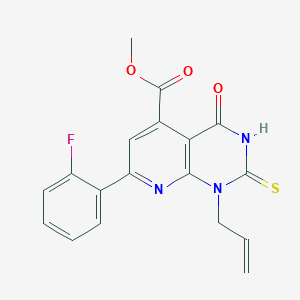 Methyl 7-(2-fluorophenyl)-4-oxo-1-(prop-2-en-1-yl)-2-sulfanyl-1,4-dihydropyrido[2,3-d]pyrimidine-5-carboxylate