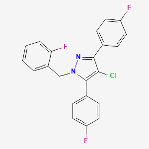 molecular formula C22H14ClF3N2 B10915099 4-chloro-1-(2-fluorobenzyl)-3,5-bis(4-fluorophenyl)-1H-pyrazole 