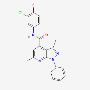 molecular formula C21H16ClFN4O B10915103 N-(3-chloro-4-fluorophenyl)-3,6-dimethyl-1-phenyl-1H-pyrazolo[3,4-b]pyridine-4-carboxamide 