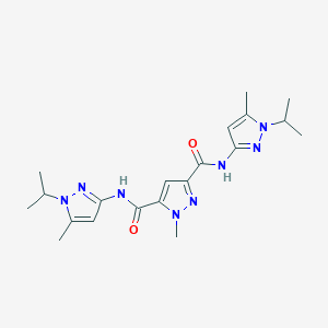 molecular formula C20H28N8O2 B10915121 1-methyl-N,N'-bis[5-methyl-1-(propan-2-yl)-1H-pyrazol-3-yl]-1H-pyrazole-3,5-dicarboxamide 