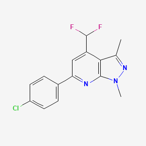 molecular formula C15H12ClF2N3 B10915123 6-(4-chlorophenyl)-4-(difluoromethyl)-1,3-dimethyl-1H-pyrazolo[3,4-b]pyridine CAS No. 1011396-92-1