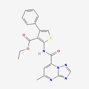 molecular formula C20H17N5O3S B10915169 Ethyl 2-{[(5-methyl[1,2,4]triazolo[1,5-a]pyrimidin-7-yl)carbonyl]amino}-4-phenylthiophene-3-carboxylate 