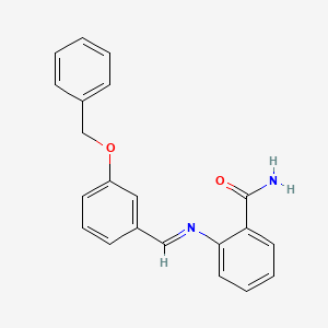 molecular formula C21H18N2O2 B10915181 2-({(E)-[3-(benzyloxy)phenyl]methylidene}amino)benzamide 