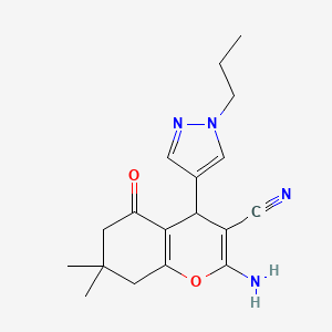 molecular formula C18H22N4O2 B10915216 2-Amino-7,7-dimethyl-5-oxo-4-(1-propyl-1H-pyrazol-4-yl)-5,6,7,8-tetrahydro-4H-chromene-3-carbonitrile 