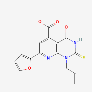 molecular formula C16H13N3O4S B10915258 Methyl 7-(furan-2-yl)-4-oxo-1-(prop-2-en-1-yl)-2-sulfanyl-1,4-dihydropyrido[2,3-d]pyrimidine-5-carboxylate 