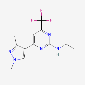 molecular formula C12H14F3N5 B10915265 4-(1,3-dimethyl-1H-pyrazol-4-yl)-N-ethyl-6-(trifluoromethyl)pyrimidin-2-amine 