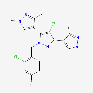 4-chloro-1-[(2-chloro-4-fluorophenyl)methyl]-3,5-bis(1,3-dimethylpyrazol-4-yl)pyrazole