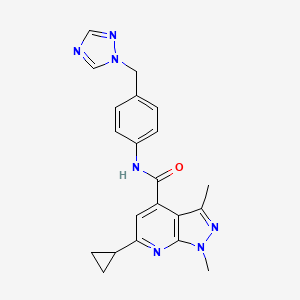 6-cyclopropyl-1,3-dimethyl-N-[4-(1H-1,2,4-triazol-1-ylmethyl)phenyl]-1H-pyrazolo[3,4-b]pyridine-4-carboxamide