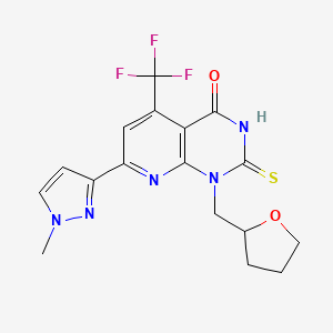 7-(1-methyl-1H-pyrazol-3-yl)-2-sulfanyl-1-(tetrahydrofuran-2-ylmethyl)-5-(trifluoromethyl)pyrido[2,3-d]pyrimidin-4(1H)-one