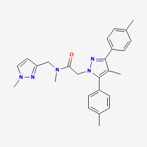 molecular formula C26H29N5O B10915355 N-methyl-2-[4-methyl-3,5-bis(4-methylphenyl)-1H-pyrazol-1-yl]-N-[(1-methyl-1H-pyrazol-3-yl)methyl]acetamide 