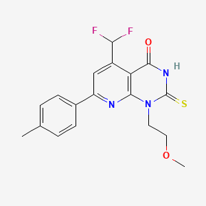 molecular formula C18H17F2N3O2S B10915378 5-(difluoromethyl)-1-(2-methoxyethyl)-7-(4-methylphenyl)-2-sulfanylpyrido[2,3-d]pyrimidin-4(1H)-one 