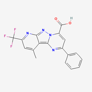 13-methyl-4-phenyl-11-(trifluoromethyl)-3,7,8,10-tetrazatricyclo[7.4.0.02,7]trideca-1,3,5,8,10,12-hexaene-6-carboxylic acid