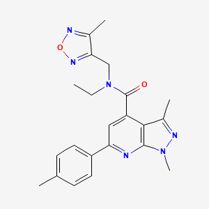 N-ethyl-1,3-dimethyl-N-[(4-methyl-1,2,5-oxadiazol-3-yl)methyl]-6-(4-methylphenyl)-1H-pyrazolo[3,4-b]pyridine-4-carboxamide