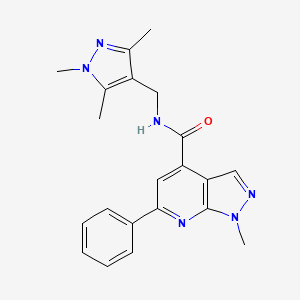 molecular formula C21H22N6O B10915395 1-methyl-6-phenyl-N-[(1,3,5-trimethyl-1H-pyrazol-4-yl)methyl]-1H-pyrazolo[3,4-b]pyridine-4-carboxamide 