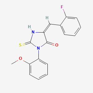 (5E)-5-(2-fluorobenzylidene)-3-(2-methoxyphenyl)-2-thioxoimidazolidin-4-one