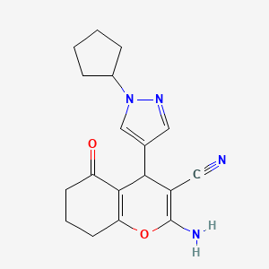 2-Amino-4-(1-cyclopentyl-1H-pyrazol-4-YL)-5-oxo-5,6,7,8-tetrahydro-4H-chromen-3-YL cyanide