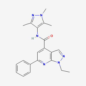 molecular formula C21H22N6O B10915565 1-ethyl-6-phenyl-N-(1,3,5-trimethyl-1H-pyrazol-4-yl)-1H-pyrazolo[3,4-b]pyridine-4-carboxamide 