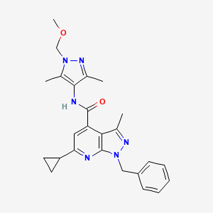 1-benzyl-6-cyclopropyl-N-[1-(methoxymethyl)-3,5-dimethyl-1H-pyrazol-4-yl]-3-methyl-1H-pyrazolo[3,4-b]pyridine-4-carboxamide