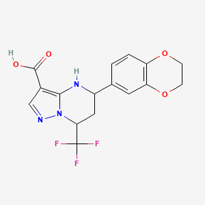 5-(2,3-Dihydro-1,4-benzodioxin-6-yl)-7-(trifluoromethyl)-4,5,6,7-tetrahydropyrazolo[1,5-a]pyrimidine-3-carboxylic acid