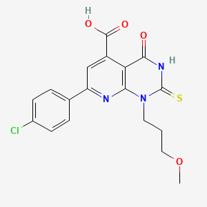 molecular formula C18H16ClN3O4S B10915645 7-(4-Chlorophenyl)-1-(3-methoxypropyl)-4-oxo-2-sulfanyl-1,4-dihydropyrido[2,3-d]pyrimidine-5-carboxylic acid 