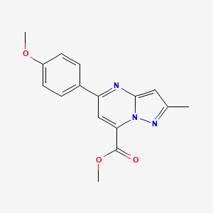 molecular formula C16H15N3O3 B10915666 Methyl 5-(4-methoxyphenyl)-2-methylpyrazolo[1,5-a]pyrimidine-7-carboxylate 