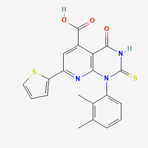 molecular formula C20H15N3O3S2 B10915667 1-(2,3-Dimethylphenyl)-4-oxo-2-sulfanyl-7-(thiophen-2-yl)-1,4-dihydropyrido[2,3-d]pyrimidine-5-carboxylic acid 