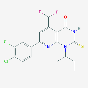 1-(butan-2-yl)-7-(3,4-dichlorophenyl)-5-(difluoromethyl)-2-sulfanylpyrido[2,3-d]pyrimidin-4(1H)-one