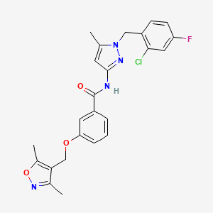 N-[1-(2-chloro-4-fluorobenzyl)-5-methyl-1H-pyrazol-3-yl]-3-[(3,5-dimethyl-1,2-oxazol-4-yl)methoxy]benzamide