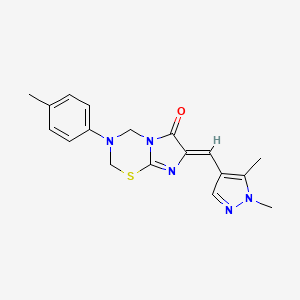 (7Z)-7-[(1,5-dimethyl-1H-pyrazol-4-yl)methylidene]-3-(4-methylphenyl)-3,4-dihydro-2H-imidazo[2,1-b][1,3,5]thiadiazin-6(7H)-one