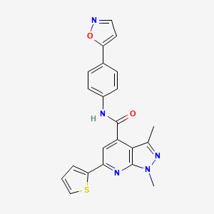 1,3-dimethyl-N-[4-(1,2-oxazol-5-yl)phenyl]-6-(thiophen-2-yl)-1H-pyrazolo[3,4-b]pyridine-4-carboxamide