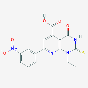 1-Ethyl-7-(3-nitrophenyl)-4-oxo-2-sulfanyl-1,4-dihydropyrido[2,3-d]pyrimidine-5-carboxylic acid