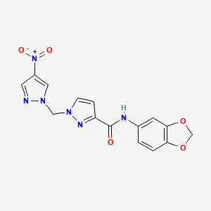 N-(1,3-benzodioxol-5-yl)-1-[(4-nitro-1H-pyrazol-1-yl)methyl]-1H-pyrazole-3-carboxamide