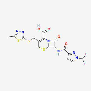 7-({[1-(difluoromethyl)-1H-pyrazol-3-yl]carbonyl}amino)-3-{[(5-methyl-1,3,4-thiadiazol-2-yl)sulfanyl]methyl}-8-oxo-5-thia-1-azabicyclo[4.2.0]oct-2-ene-2-carboxylic acid