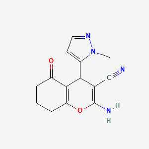 2-amino-4-(1-methyl-1H-pyrazol-5-yl)-5-oxo-5,6,7,8-tetrahydro-4H-chromene-3-carbonitrile