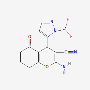 2-Amino-4-(1-(difluoromethyl)-1H-pyrazol-5-yl)-5-oxo-5,6,7,8-tetrahydro-4H-chromene-3-carbonitrile