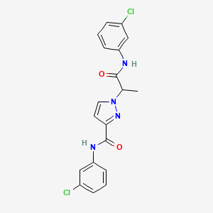 molecular formula C19H16Cl2N4O2 B10915840 N-(3-chlorophenyl)-1-{1-[(3-chlorophenyl)amino]-1-oxopropan-2-yl}-1H-pyrazole-3-carboxamide 