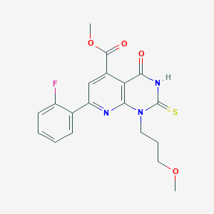 molecular formula C19H18FN3O4S B10915888 Methyl 7-(2-fluorophenyl)-1-(3-methoxypropyl)-4-oxo-2-sulfanyl-1,4-dihydropyrido[2,3-d]pyrimidine-5-carboxylate 