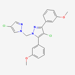 4-chloro-1-[(4-chloro-1H-pyrazol-1-yl)methyl]-3,5-bis(3-methoxyphenyl)-1H-pyrazole