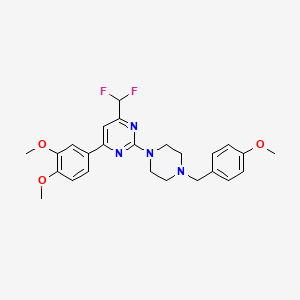 molecular formula C25H28F2N4O3 B10915902 4-(Difluoromethyl)-6-(3,4-dimethoxyphenyl)-2-[4-(4-methoxybenzyl)piperazin-1-yl]pyrimidine 