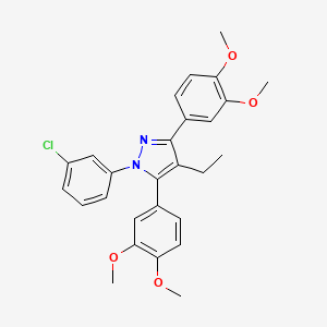 1-(3-chlorophenyl)-3,5-bis(3,4-dimethoxyphenyl)-4-ethyl-1H-pyrazole