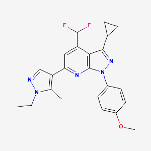 molecular formula C23H23F2N5O B10915994 3-cyclopropyl-4-(difluoromethyl)-6-(1-ethyl-5-methyl-1H-pyrazol-4-yl)-1-(4-methoxyphenyl)-1H-pyrazolo[3,4-b]pyridine 