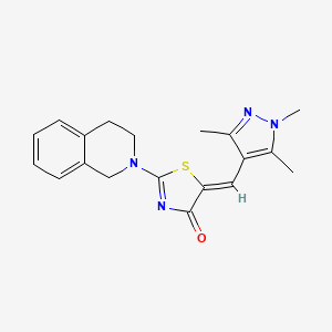 molecular formula C19H20N4OS B10916051 (5Z)-2-(3,4-dihydroisoquinolin-2(1H)-yl)-5-[(1,3,5-trimethyl-1H-pyrazol-4-yl)methylidene]-1,3-thiazol-4(5H)-one 