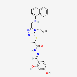 N'-[(E)-(2,4-dihydroxyphenyl)methylidene]-2-({5-[(naphthalen-1-ylamino)methyl]-4-(prop-2-en-1-yl)-4H-1,2,4-triazol-3-yl}sulfanyl)propanehydrazide