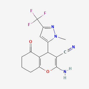 2-Amino-4-(1-methyl-3-(trifluoromethyl)-1H-pyrazol-5-yl)-5-oxo-5,6,7,8-tetrahydro-4H-chromene-3-carbonitrile