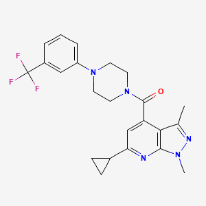 molecular formula C23H24F3N5O B10916178 (6-cyclopropyl-1,3-dimethyl-1H-pyrazolo[3,4-b]pyridin-4-yl){4-[3-(trifluoromethyl)phenyl]piperazin-1-yl}methanone 