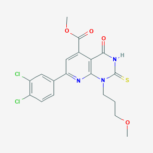 molecular formula C19H17Cl2N3O4S B10916204 Methyl 7-(3,4-dichlorophenyl)-1-(3-methoxypropyl)-4-oxo-2-sulfanyl-1,4-dihydropyrido[2,3-d]pyrimidine-5-carboxylate 